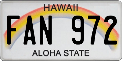 HI license plate FAN972
