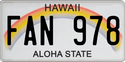 HI license plate FAN978