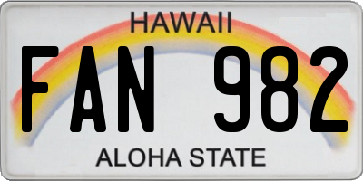 HI license plate FAN982
