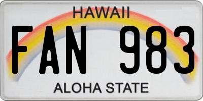 HI license plate FAN983