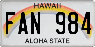 HI license plate FAN984