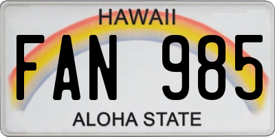 HI license plate FAN985