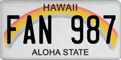 HI license plate FAN987