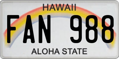 HI license plate FAN988