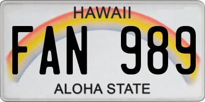 HI license plate FAN989