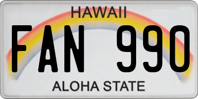 HI license plate FAN990