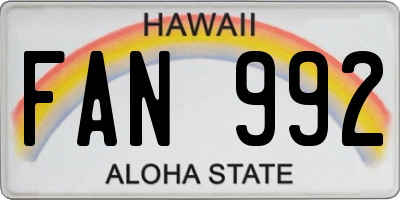 HI license plate FAN992