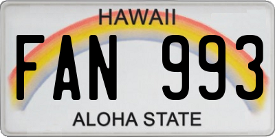 HI license plate FAN993