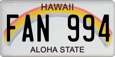 HI license plate FAN994