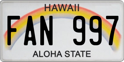 HI license plate FAN997