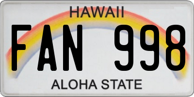 HI license plate FAN998