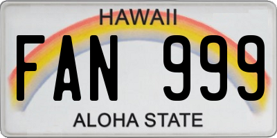 HI license plate FAN999