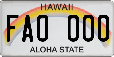 HI license plate FAO000