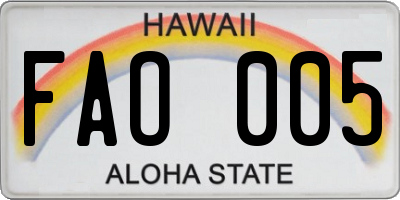 HI license plate FAO005