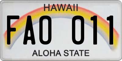 HI license plate FAO011
