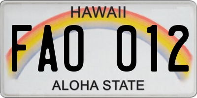 HI license plate FAO012