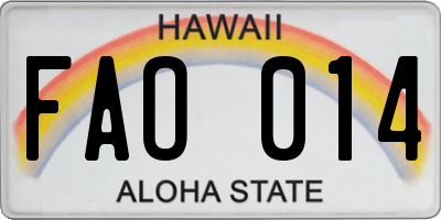 HI license plate FAO014