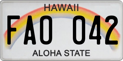 HI license plate FAO042