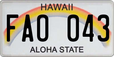 HI license plate FAO043