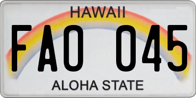 HI license plate FAO045
