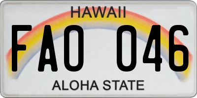 HI license plate FAO046