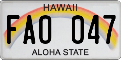 HI license plate FAO047