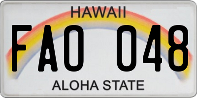 HI license plate FAO048