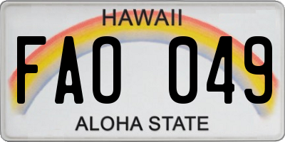 HI license plate FAO049