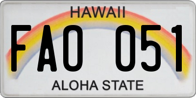HI license plate FAO051