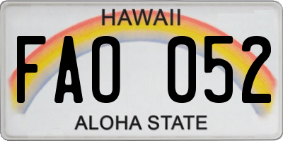 HI license plate FAO052