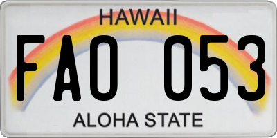 HI license plate FAO053