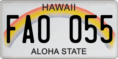 HI license plate FAO055