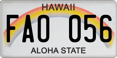 HI license plate FAO056