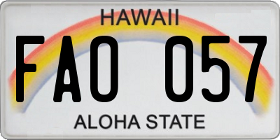 HI license plate FAO057