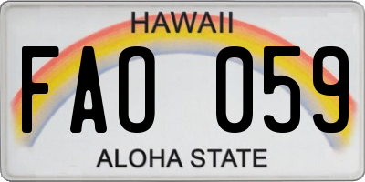 HI license plate FAO059