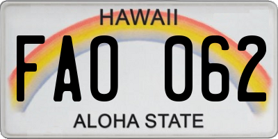 HI license plate FAO062