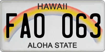 HI license plate FAO063