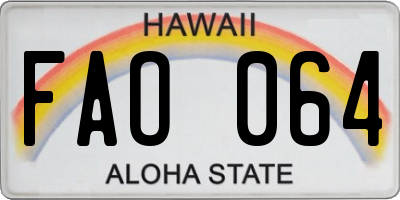 HI license plate FAO064