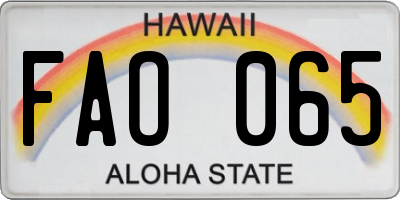 HI license plate FAO065