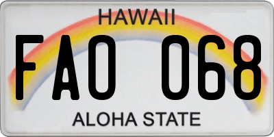 HI license plate FAO068