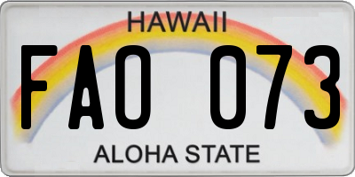 HI license plate FAO073