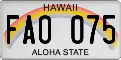 HI license plate FAO075