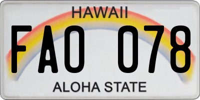 HI license plate FAO078