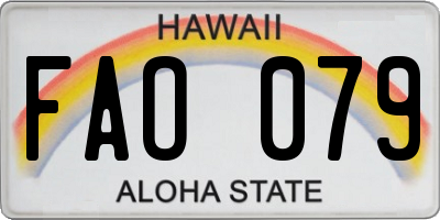 HI license plate FAO079