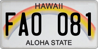 HI license plate FAO081