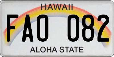 HI license plate FAO082