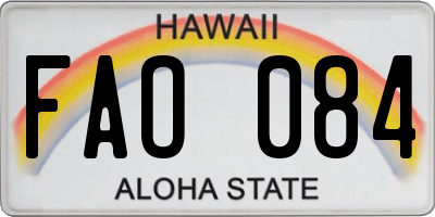 HI license plate FAO084