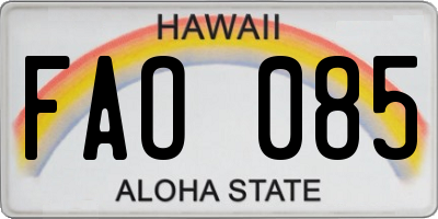 HI license plate FAO085