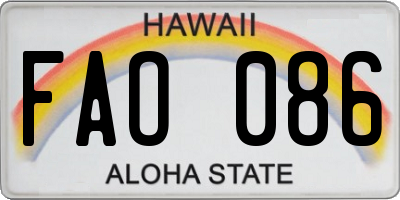 HI license plate FAO086