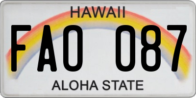 HI license plate FAO087
